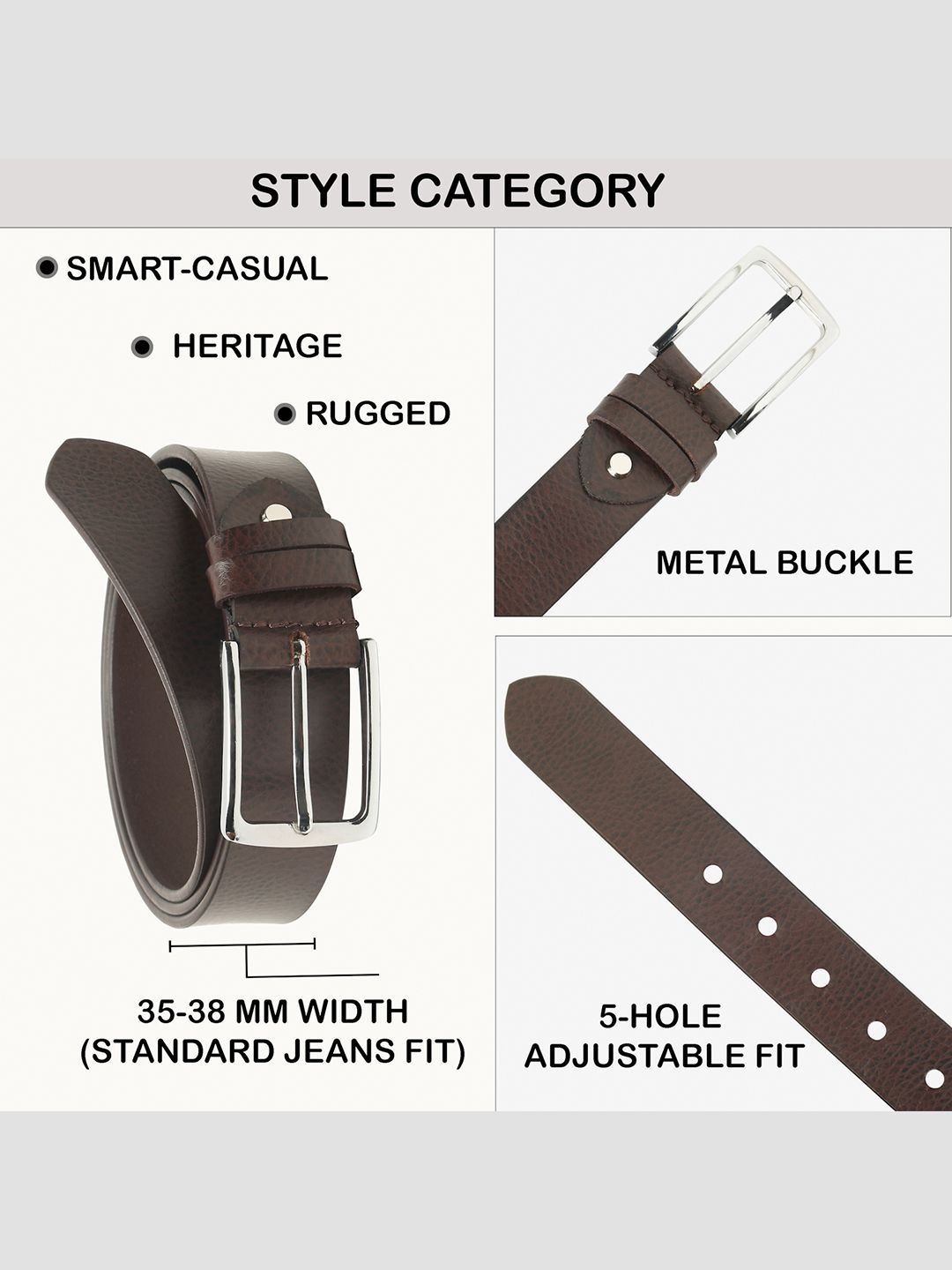 Teakwood Leathers Men Textured Leather Belt