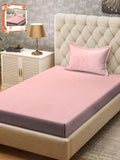 Myntra Elegant Homes Pink Solid Polycotton Breathable 300 TC Single Fine Bedsheet with a Pillow Cover-225 x 150 cm