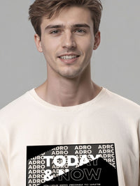 ADRO Typography Printed Round Neck Cotton T-shirt