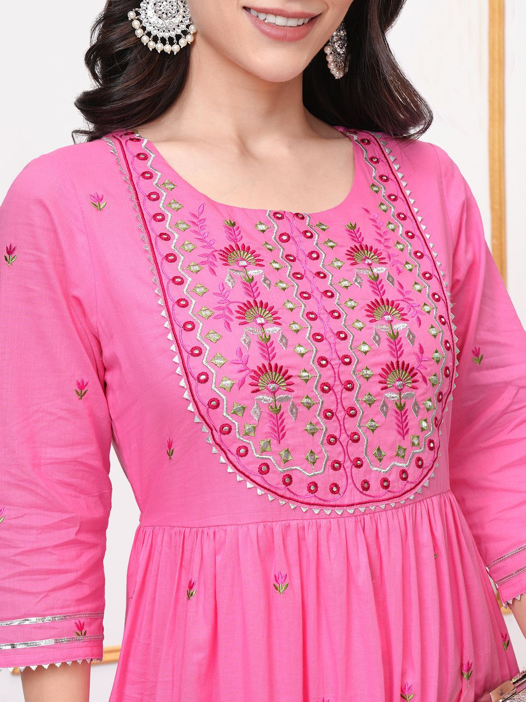 Vishudh Embroidered Tiered Maxi Ethnic Dresses