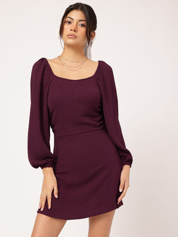 DressBerry Sleeky Stylish Puff Sleeves Mini Dress