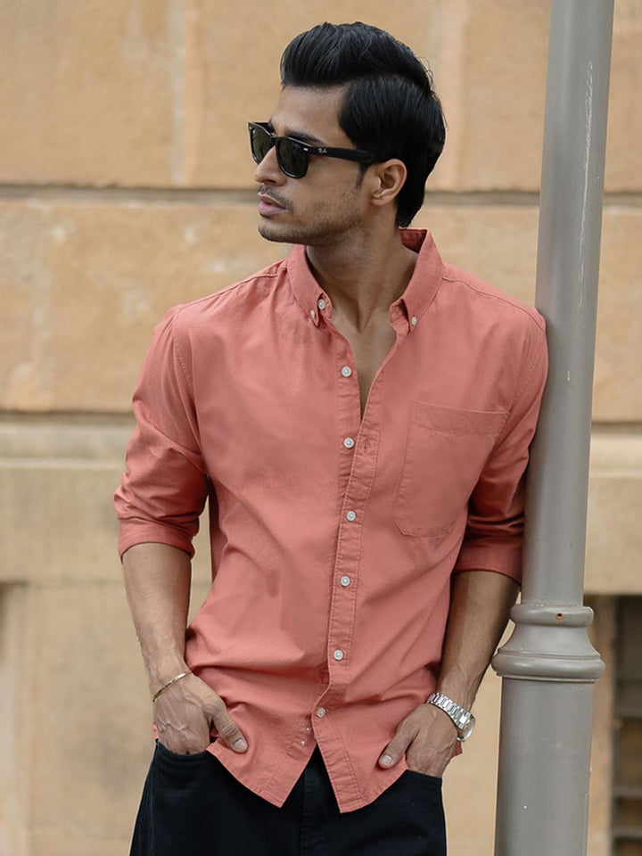 Powerlook Men Solid Button-Down Collar Pure Cotton Casual Shirt