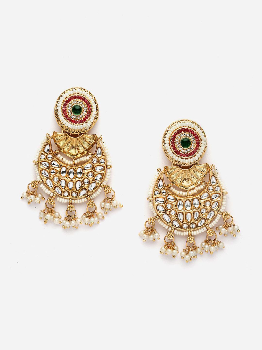 PANASH Emas Bersalut Kundan Chandbali Kontemporari