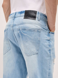 THE BEAR HOUSE Men Light Blue Distressed Relaxed Fit Jeans