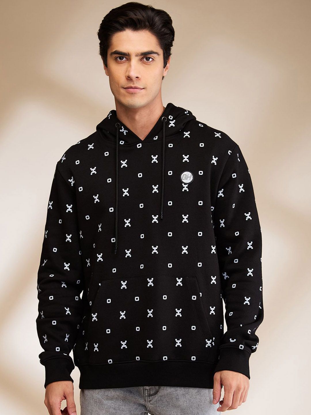 Being Human Geometric Printed Hooded Long Sleeves Pullover