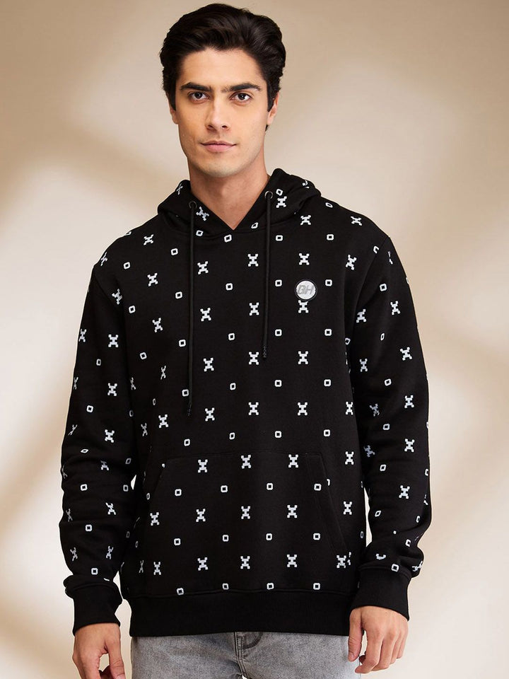 Being Human Geometric Printed Hooded Long Sleeves Pullover