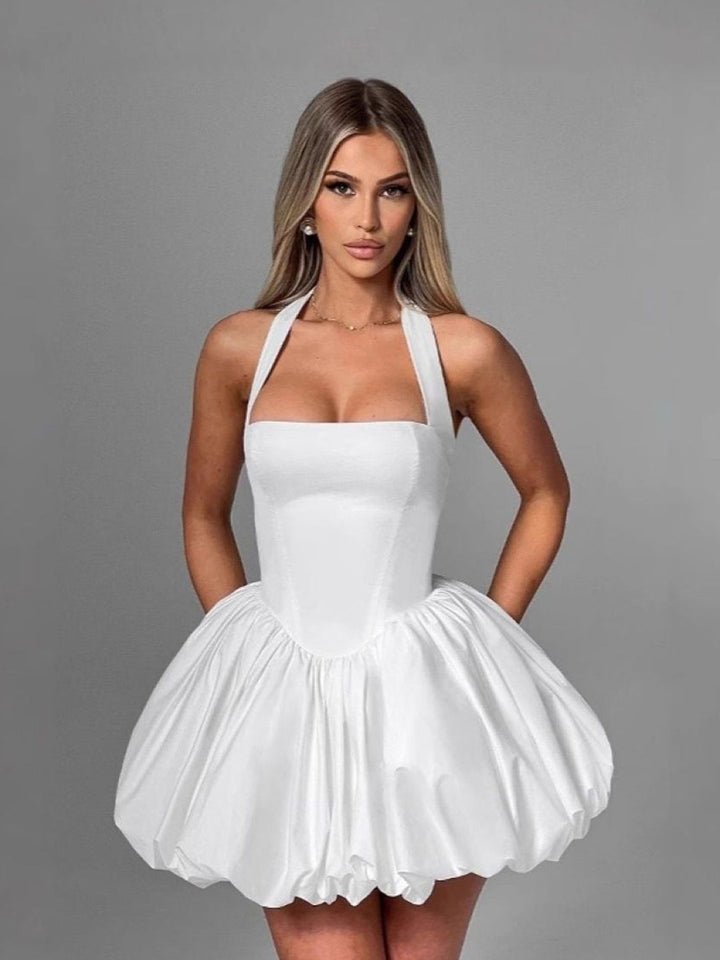 DressBerry Women Halter Neck Fit and Flare Mini Dress