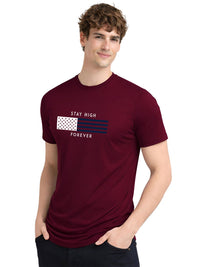 ADRO Typography Printed Round Neck Short Sleeves Regular Fit Pure Cotton T-shirt