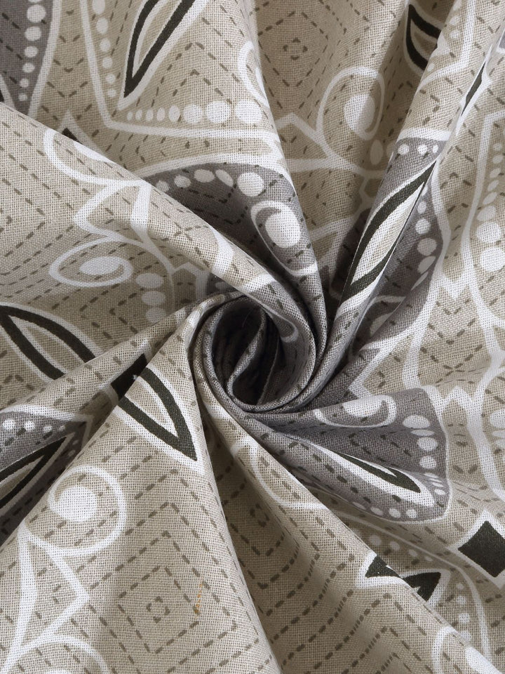 Myntra Elegant Homes Grey Ethnic Motifs 400 TC King Bedsheet with 2 Pillow Covers