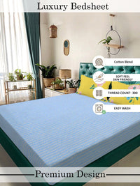 Myntra Elegant Homes Blue 300 TC King Bedsheet with 2 Pillow Covers
