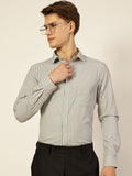 Thomas Scott Men Smart Spread Collar Pinstripes Striped Cotton Formal Shirt