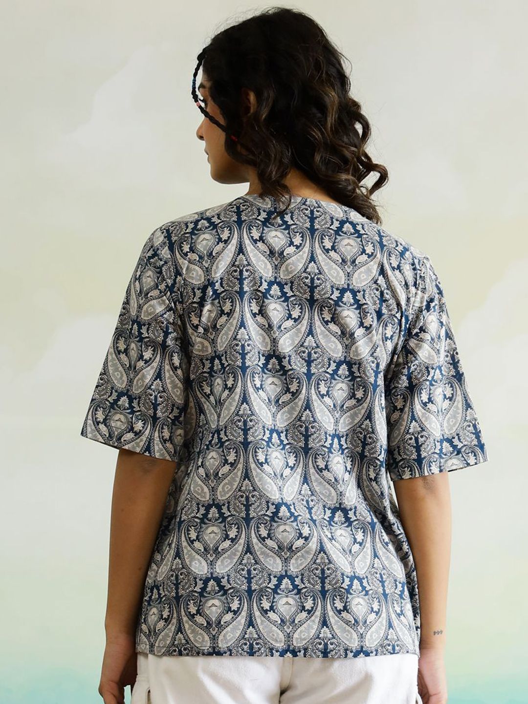 SANSKRUTIHOMES Women Ethnic Motifs Printed Pure Cotton Top