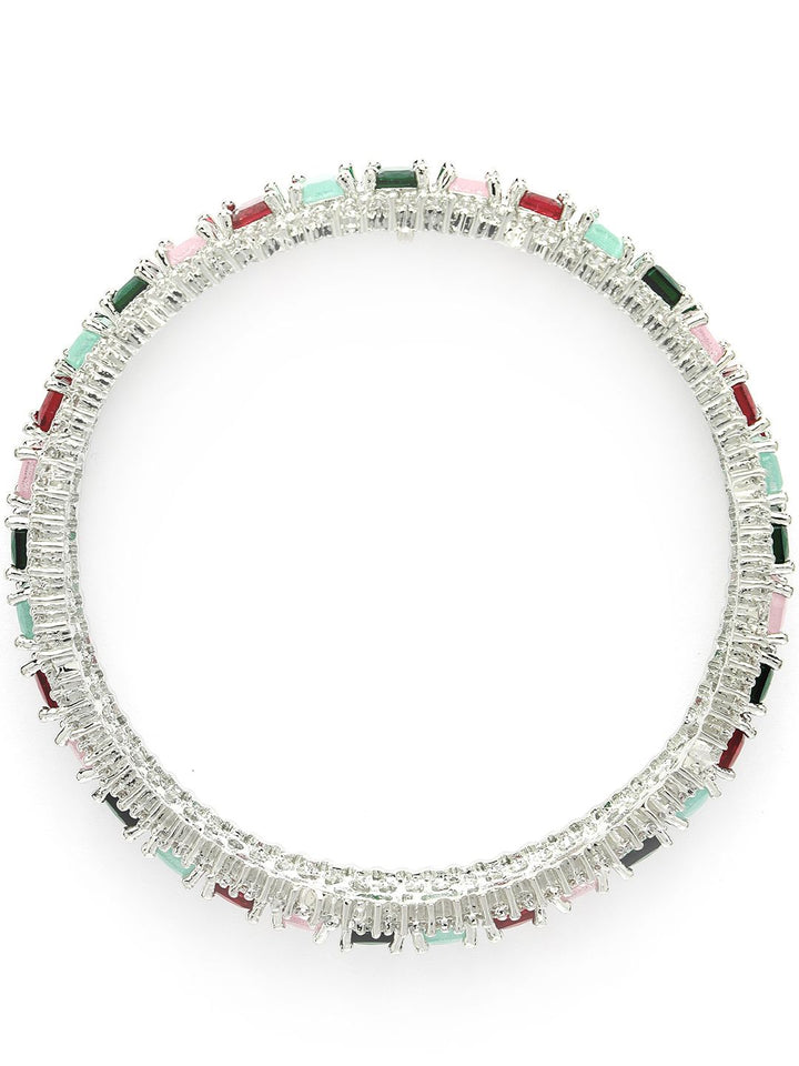 KARATCART Set Of 2 Silver-Plated AD-Studded Bangles