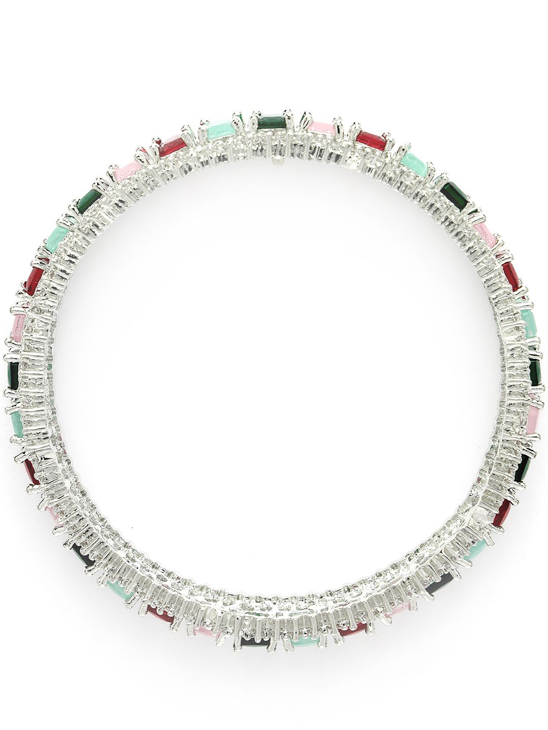 KARATCART Set Of 2 Silver-Plated AD-Studded Bangles