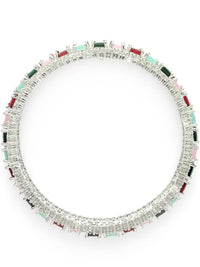 KARATCART Set Of 2 Silver-Plated AD-Studded Bangles
