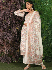 Mamicha Women Floral Printed Regular Pure Cotton Kurta with Trousers & With Dupatta