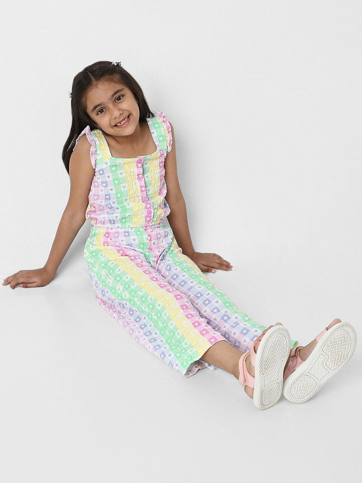 Nauti Nati Girls Heart Prints Crop Top & Pants Clothing Set