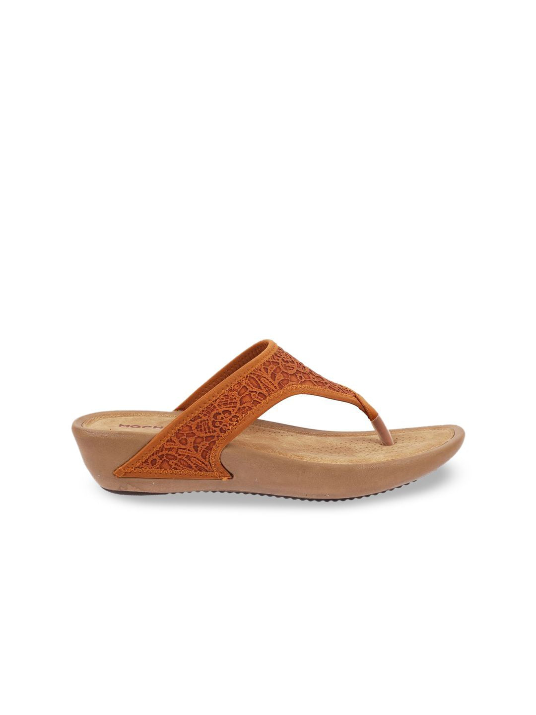 Mochi Women Open Toe Textured Fabric T-Strap Flats
