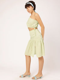 DressBerry Pleated Crop Top With Skirt Co-Ord Set