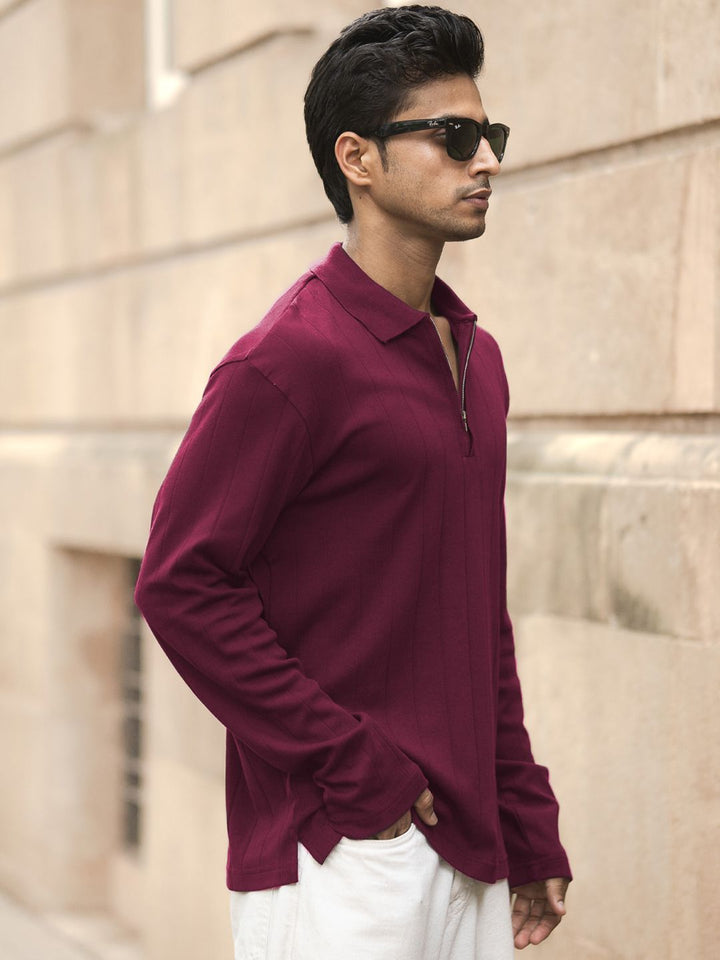 Powerlook Men Polo Collar Pure Cotton Zipper T-shirt