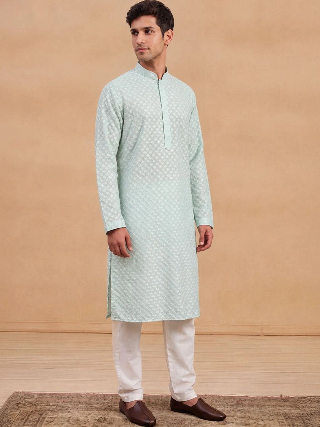 Rumah Chikankari Lelaki Sulam Kurta Chikankari