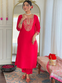 KALINI Women Floral Embroidered Regular Kurta with Trousers & With Dupatta