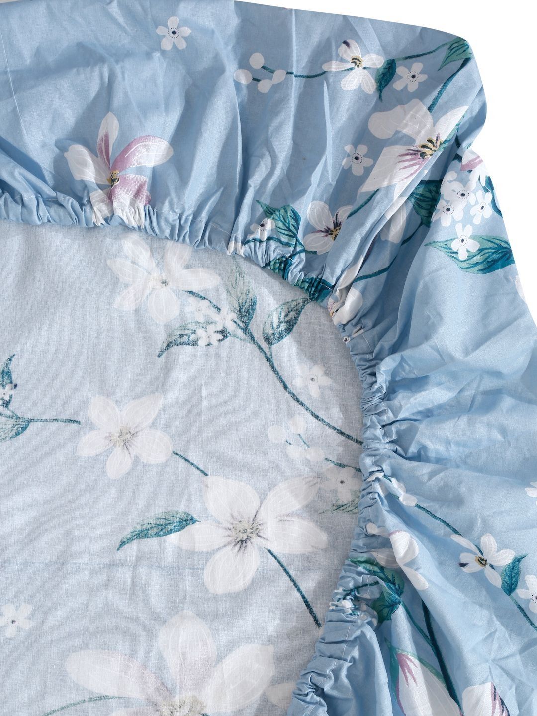 Myntra Elegant Homes Floral Printed Fitted 400 TC Cotton King Bedsheet With 2 Pillow Cover