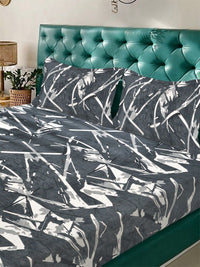 Myntra Elegant Homes Abstrak Bercetak Bulu 300 TC Cadar King Dengan 2 Sarung Bantal