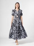 SANSKRUTIHOMES Women Fit & Flare Puff Sleeves Midi Dress