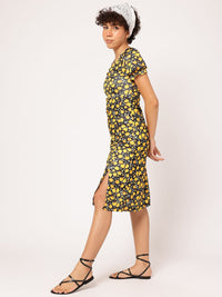 DressBerry Sunshine Serenade Floral Femme Puff Sleeve A-Line Dress