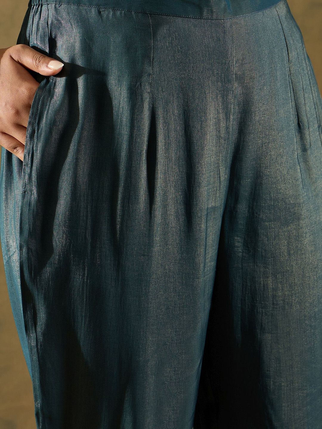 Indo Era Ethnic Motifs Embroidered Liva Kurta With Trousers & Dupatta