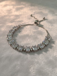 PANASH Women Brass American Diamond Silver-Plated Wraparound Bracelet