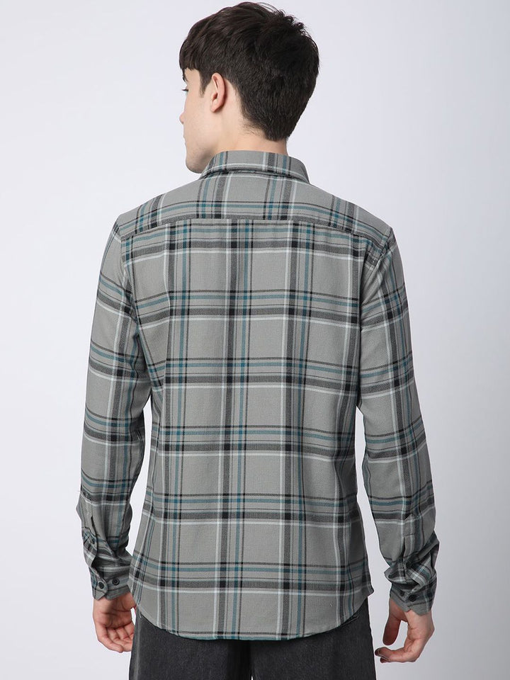 VASTRADO Men Classic Slim Fit Opaque Checked Casual Shirt