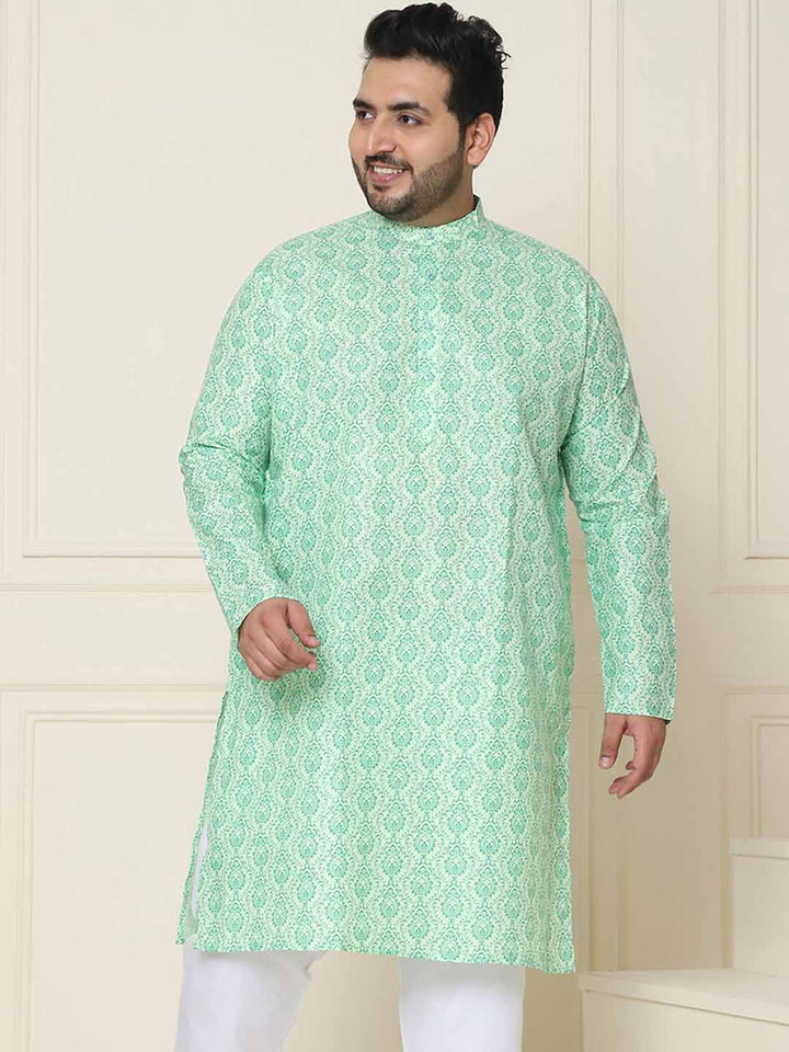 SOJANYA PLUS Saiz Motif Etnik Kolar Jalur Kurta Lurus