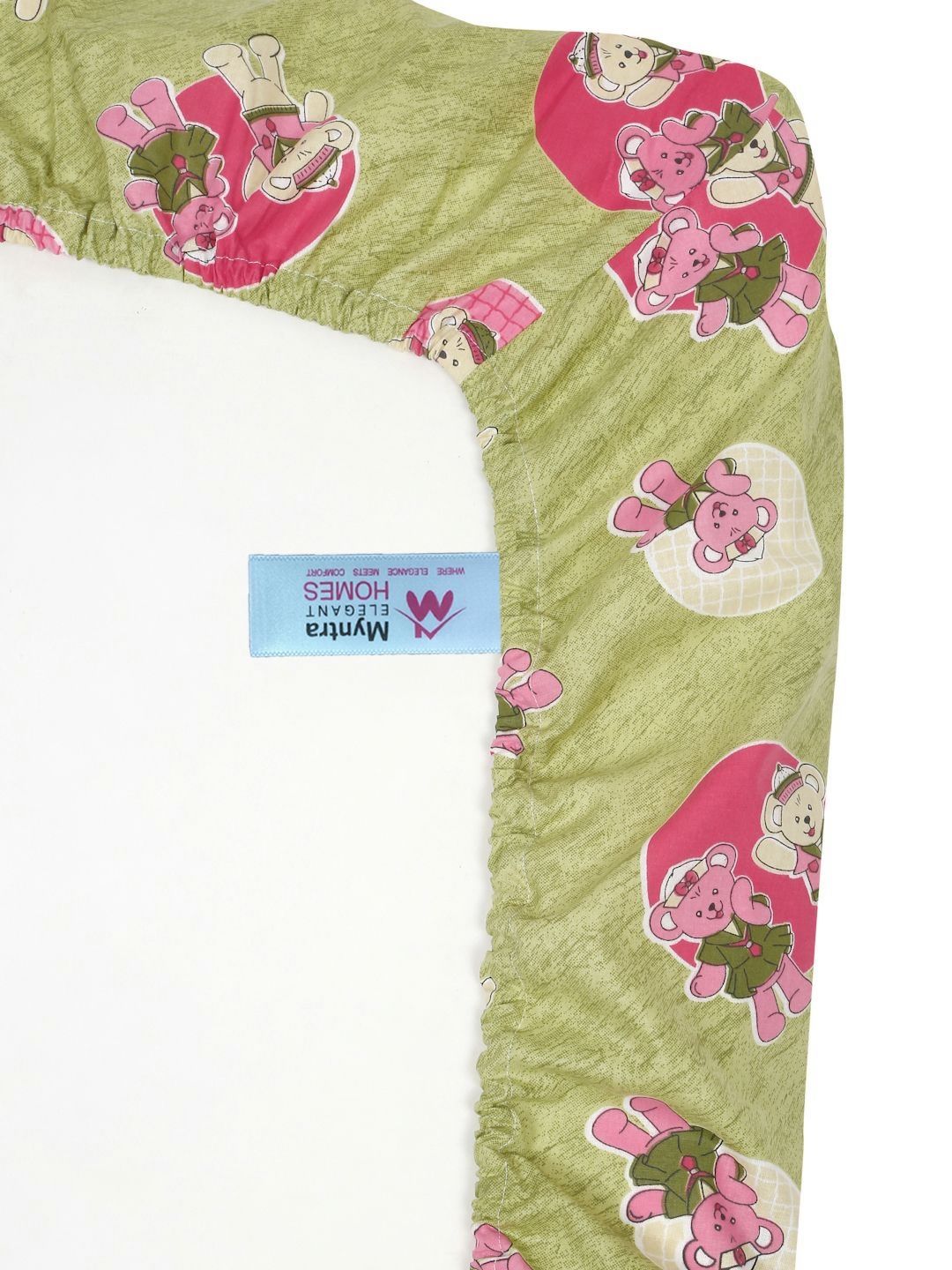 Myntra Elegant Homes Green Printed Pure Cotton 400TC Fitted King Bedsheet Set 2.5m X 2.25m