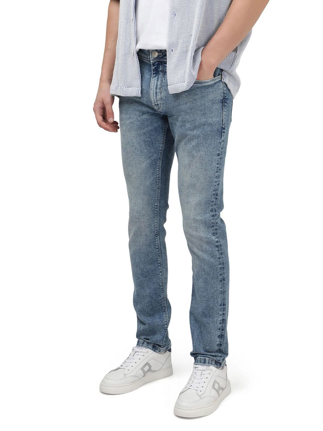 RARE RABBIT Men Comfort Fit Heavy Fade Stretchable Jeans