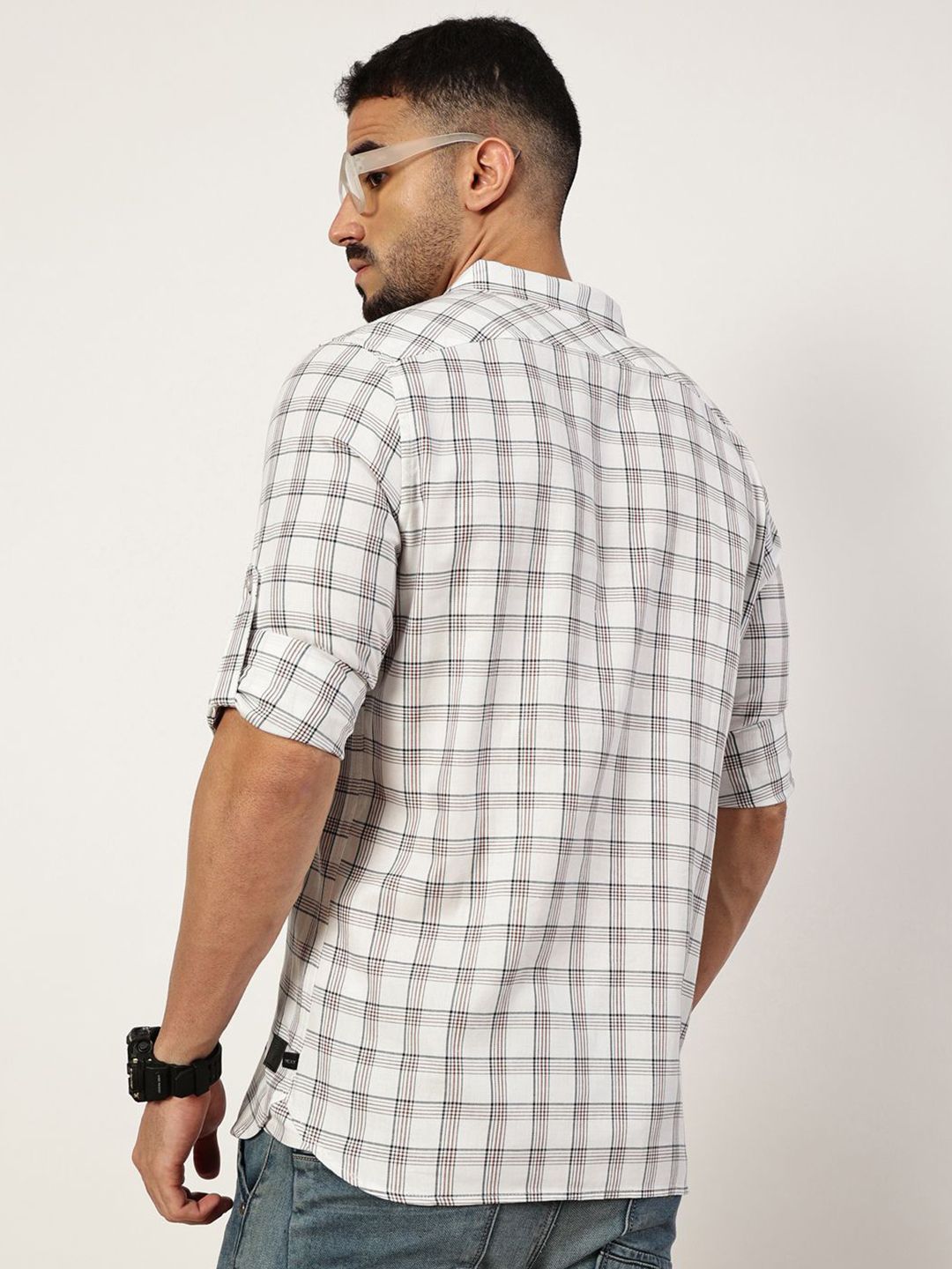 Thomas Scott Men Premium Slim Fit Opaque Checked Casual Shirt