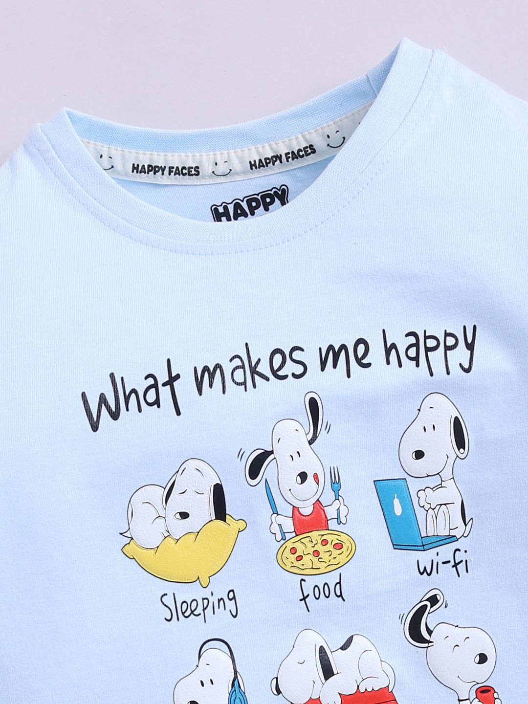 Happy Faces Boys Snoopy Printed Pure Cotton T-shirt