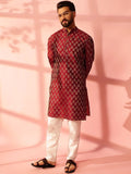 Anouk Ethnic Motifs Woven Design Mandarin Collar Straight Kurta