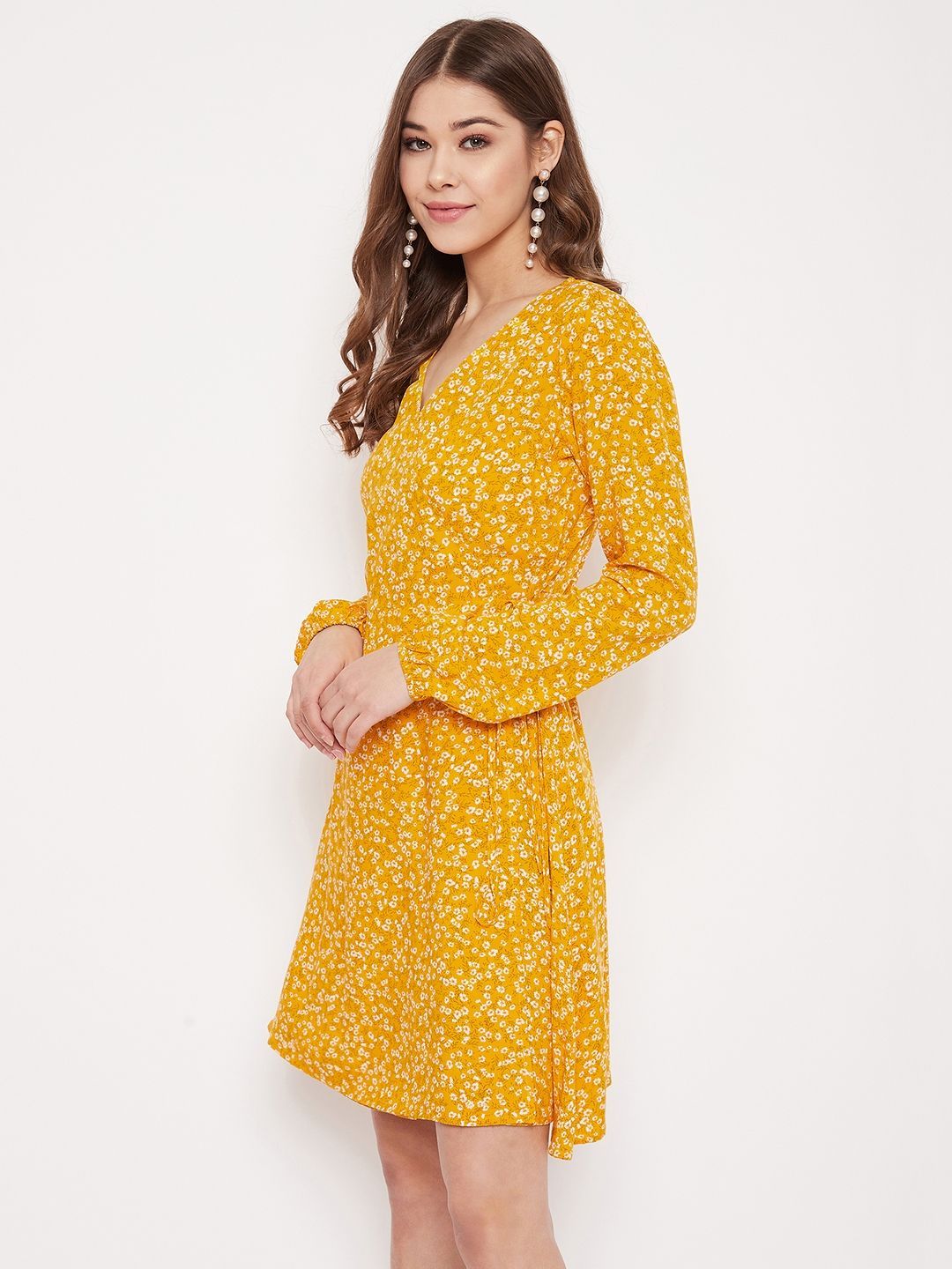 Berrylush Floral Print Bishop Sleeve Dress