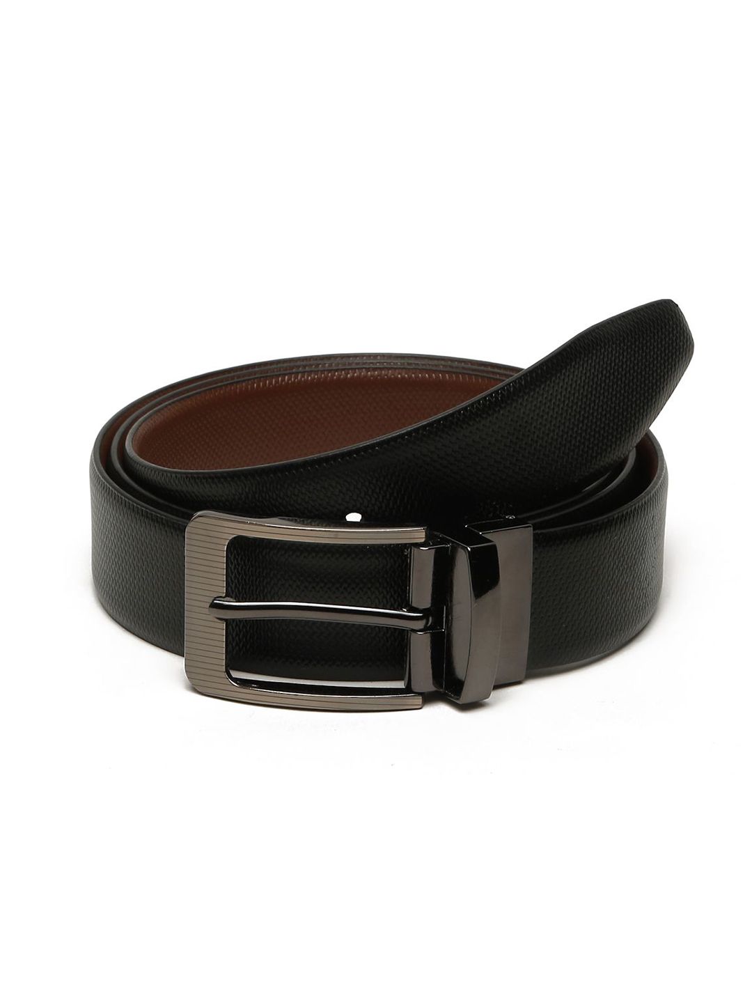 Teakwood Leathers Men Textured Leather Reversible Formal Belt