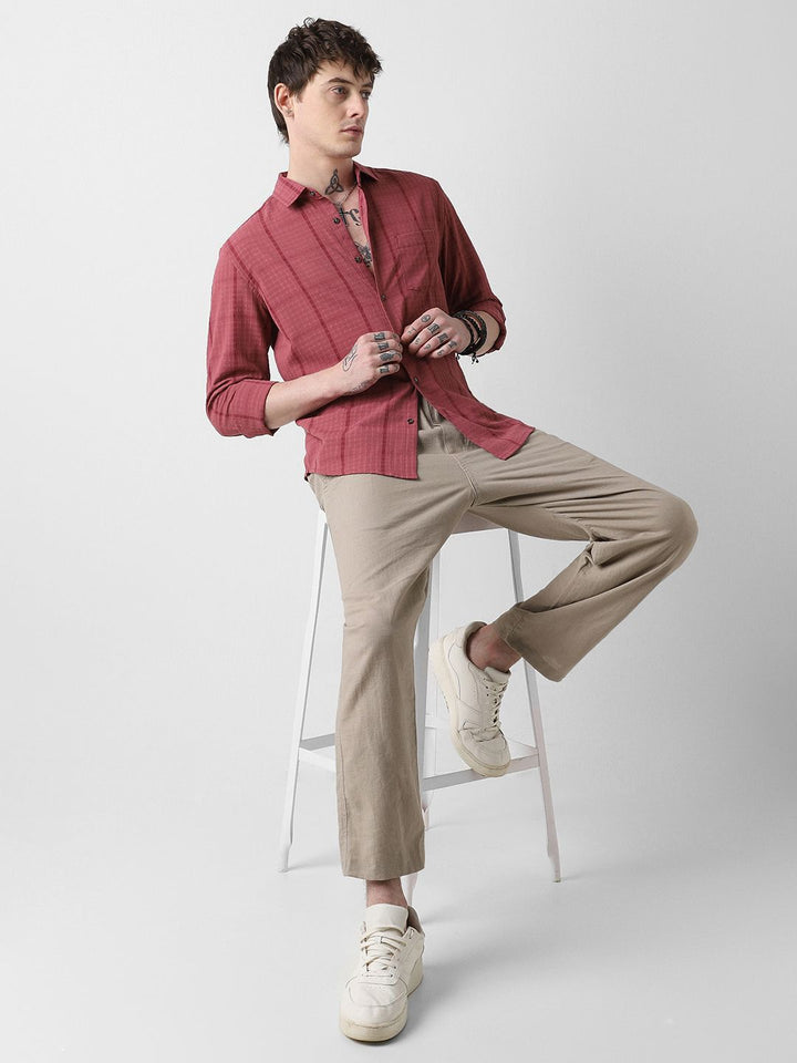 VASTRADO Men Classic Slim Fit Striped Casual Shirt