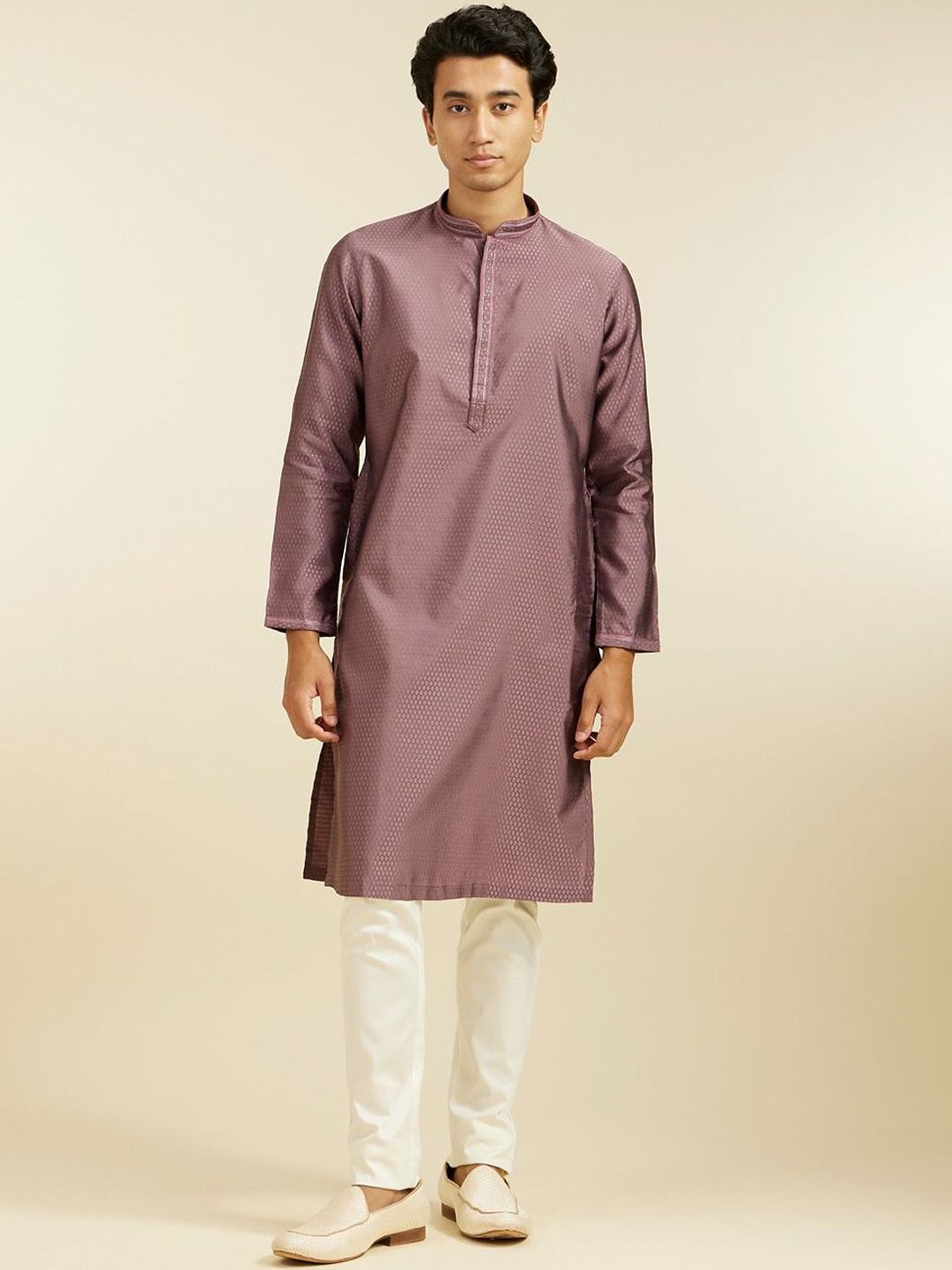 Diwas by Manyavar Ethnic Motifs Self Design Mandarin Collar Straight Kurta