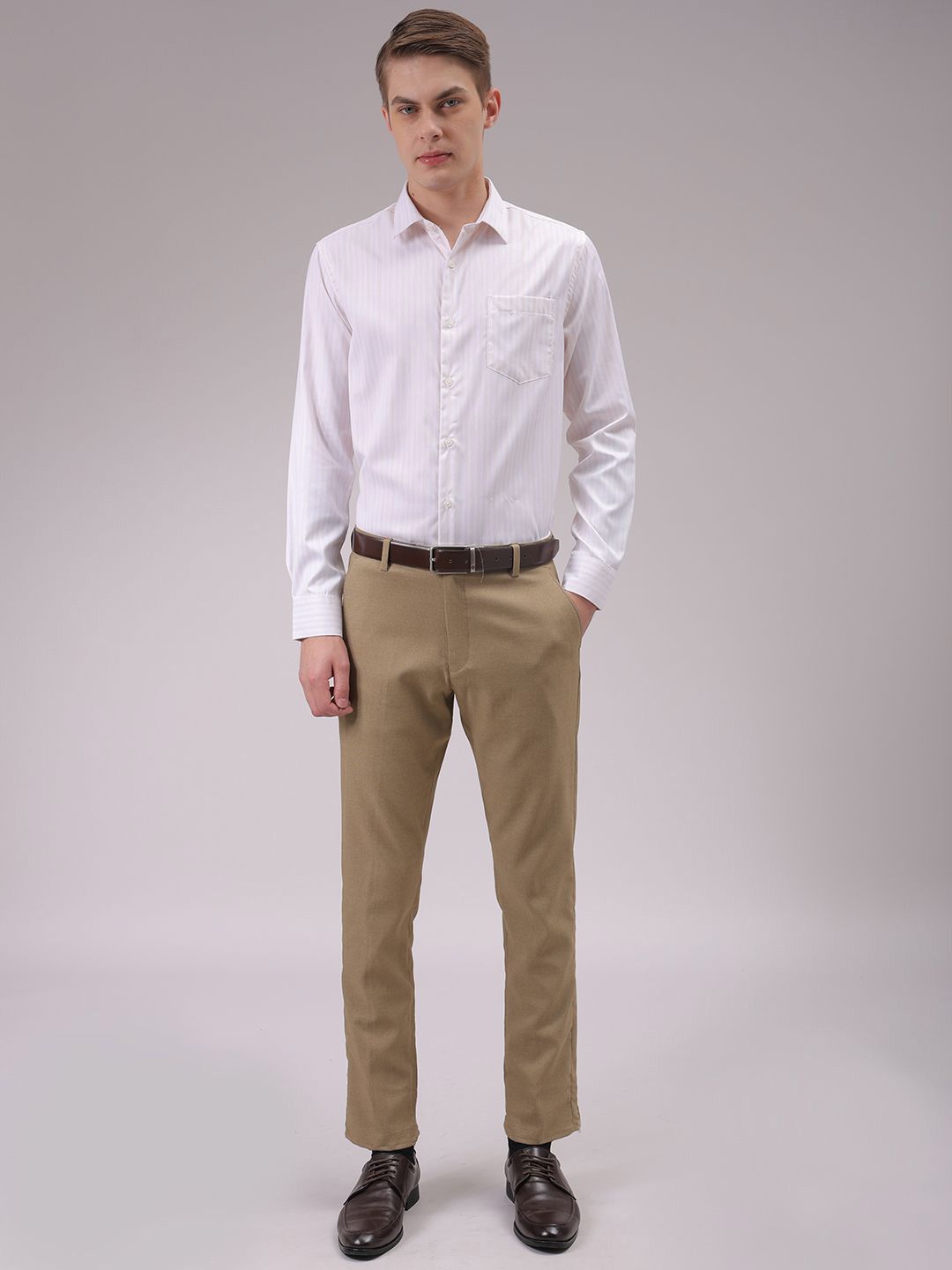 The Indian Garage Co. X Luxe Men Cutaway Collar Vertical Striped Slim Fit Formal Shirt