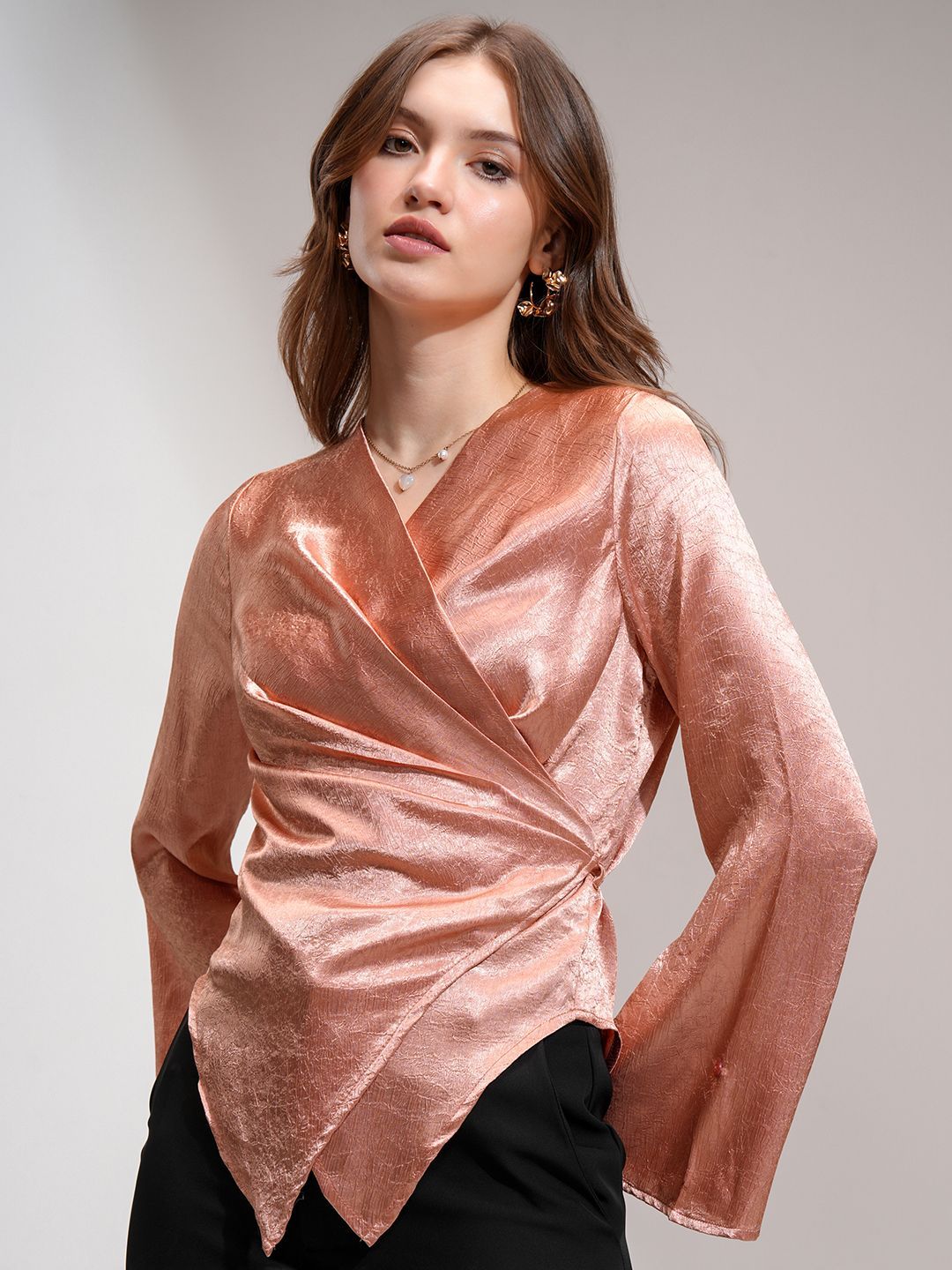 Tokyo Talkies Women Solid Ruching Top