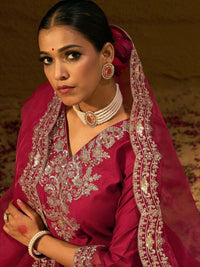 Indo Era Ethnic Motifs Embroidered Thread Work Liva Straight Kurta With Trousers & Dupatta