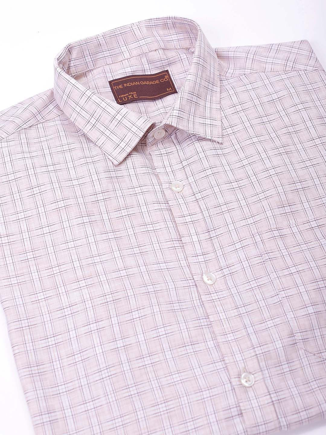 The Indian Garage Co. X Luxe Men Spread Collar Tartan Checked Slim Fit Formal Shirt