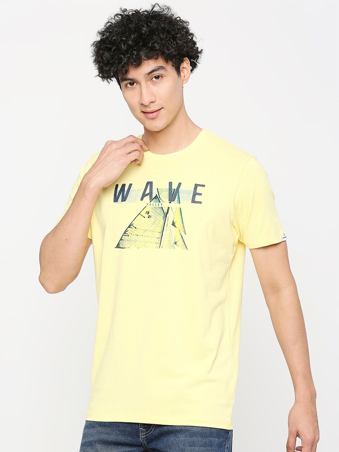 SPYKAR Typography Printed Cotton Slim Fit T-shirt