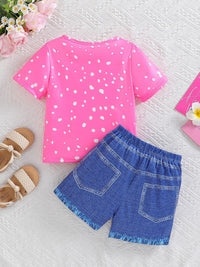 YK Girls Printed T-Shirt & Shorts Clothing Set