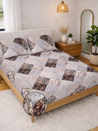 Myntra Elegant Homes Coklat Geometrik 300 TC Cadar Katil King dengan 2 Sarung Bantal